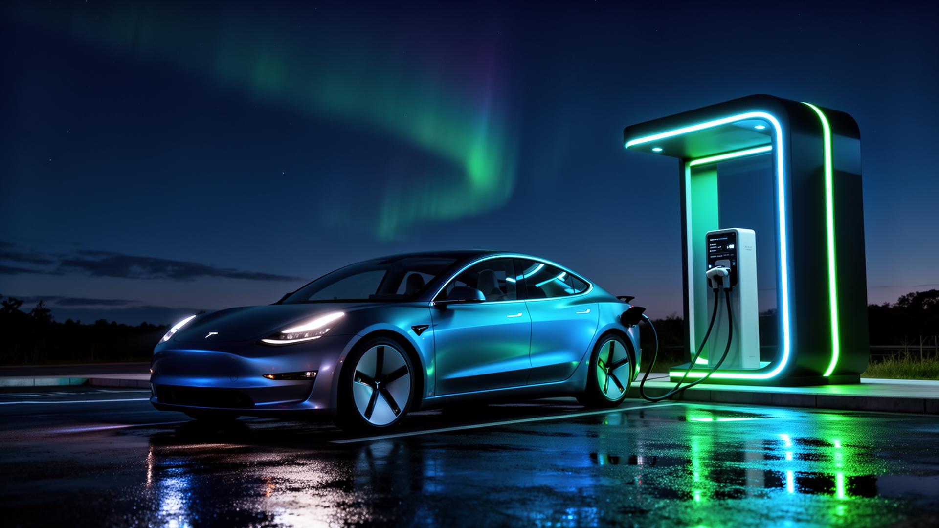Veículo elétrico carregando em eletroposto